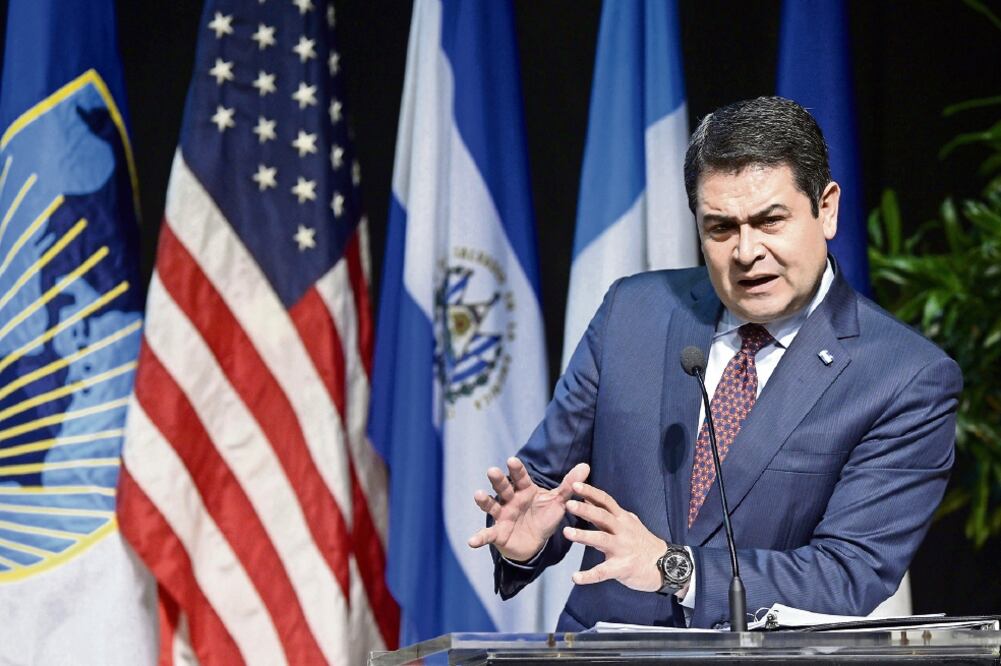 El presidente de Honduras, Juan Orlando Hernández, durante un discurso en Washington, en noviembre de 2014 (ARCHIVO. EFE)
