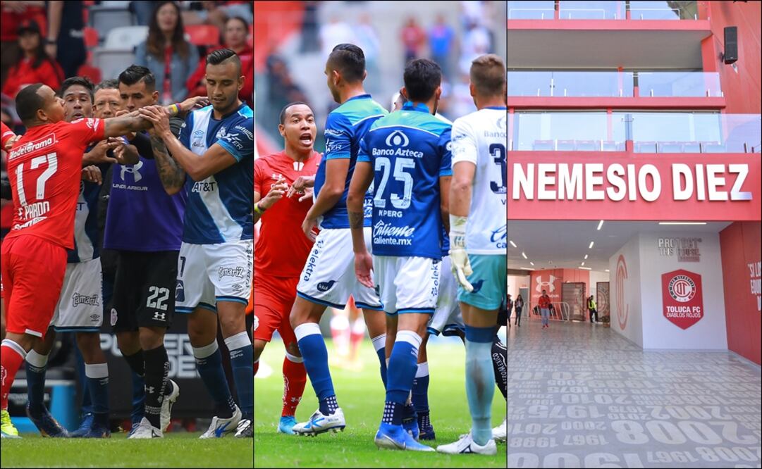 Pelea entre jugadores de Toluca y Puebla. Foto: Imago 7