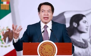 El titular de la SEP, Mario Delgado, en la “Mañanera del Pueblo” del 27 de julio de 2026 en Palacio Nacional. Foto: Diego Simón Sánchez/ EL UNIVERSAL
