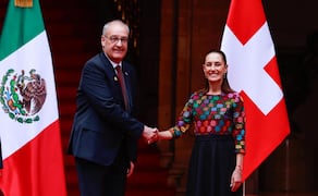 Presidenta Claudia Sheinbaum recibe al presidente de Suiza Guy Parmelin en Palacio Nacional (08/07/2026). Foto: Diego Simón Sánchez / EL UNIVERSAL