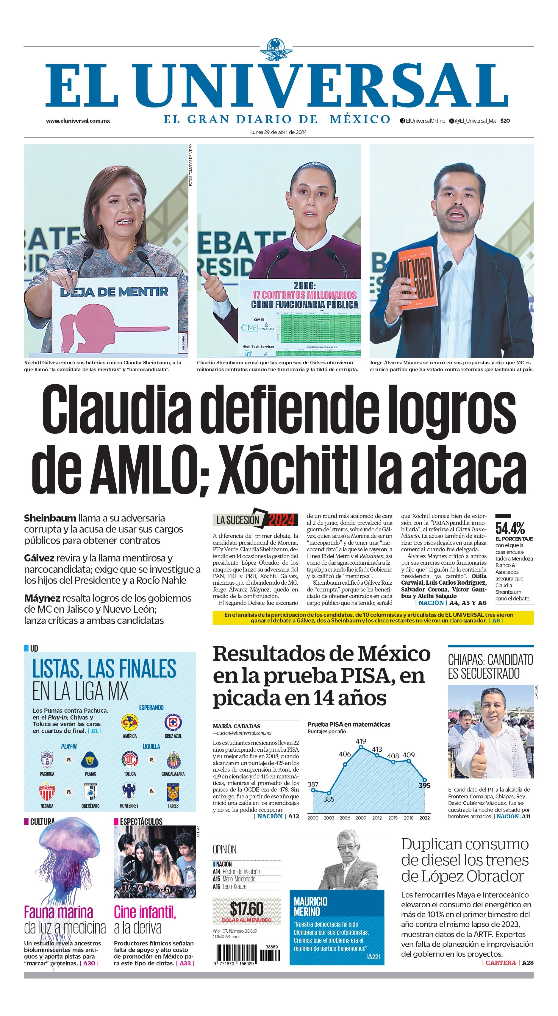 Portada impresa 29 de abril de 2024