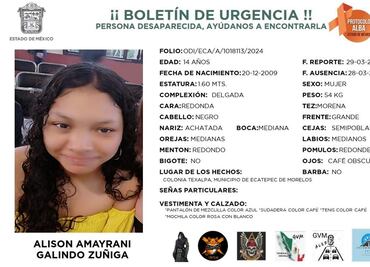 Buscan a Alison de 14 años; iba al trabajo de su papá