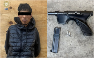 Detienen a hombre acusado de atacar a tiros de su mamá en Tlalpan; le decomisan  subametralladora y dos cartuchos útiles