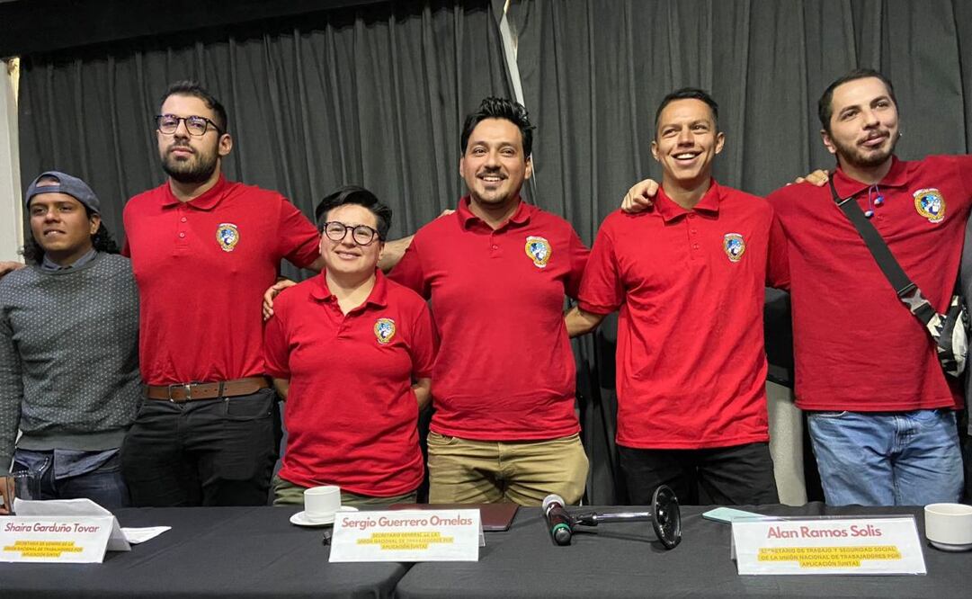 Sindicato Unión Nacional de Trabajadores por Aplicación en conferencia de prensa. Foto: Sharon Mercado/EL UNIVERSAL