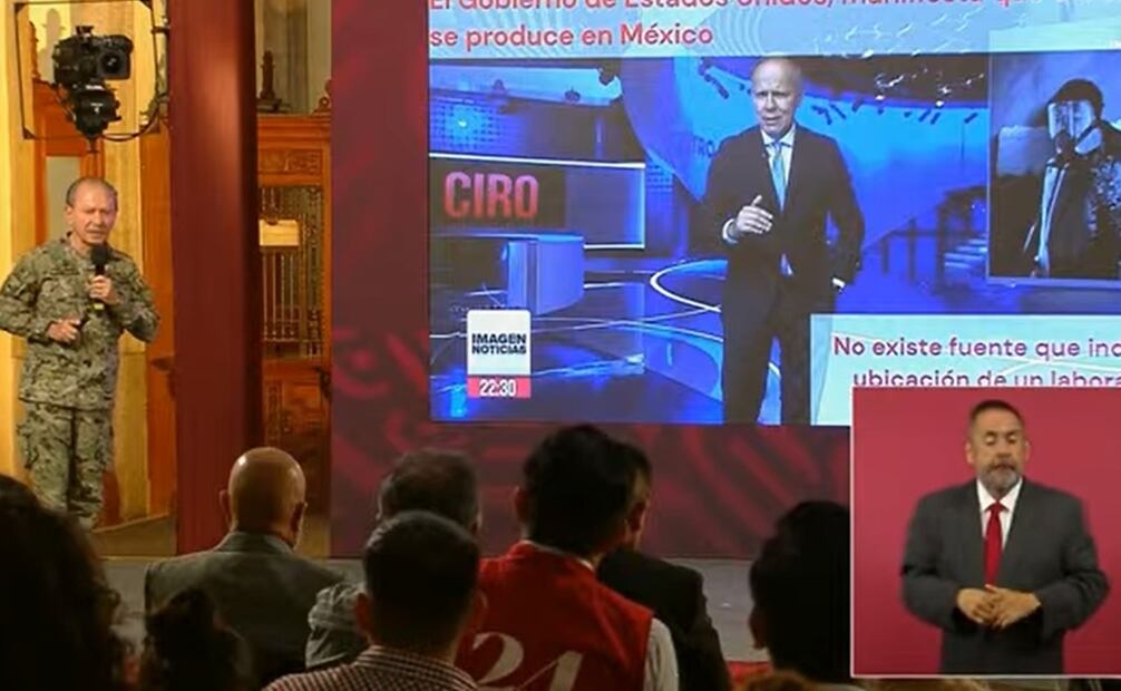 Exhiben a Ciro Gómez Leyva en la mañanera de AMLO por presentan información de la producción de droga. Foto: Captura de pantalla