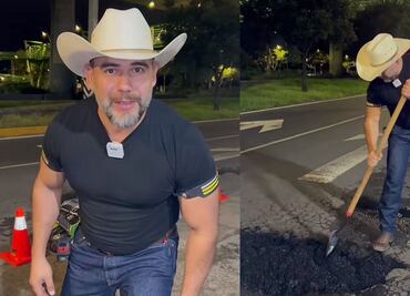 Tiktoker “El Potro” tapa su primer bache en CDMX y causa furor en la red