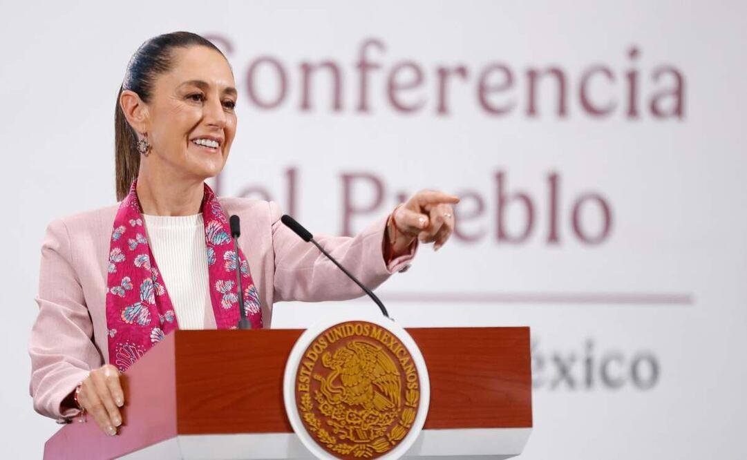 La presidenta Claudia Sheinbaum durante la mañanera de este 7 de agosto del 2025. Foto: Diego Simón / EL UNIVERSAL
