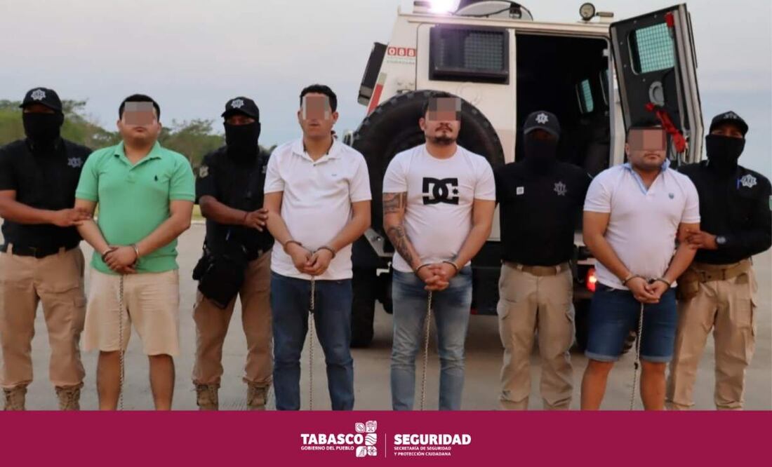 Los 4 reos integrantes de "La Barredora" fueron detenidos en Tabasco en fechas recientes (15/05/2025). Foto: Especial