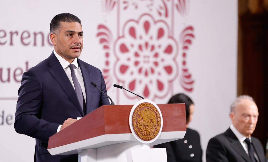 Omar García Harfuch, secretario de Seguridad, en la conferencia matutina del 9 de septiembre de 2025. Foto: Diego Simón Sánchez / EL UNIVERSAL