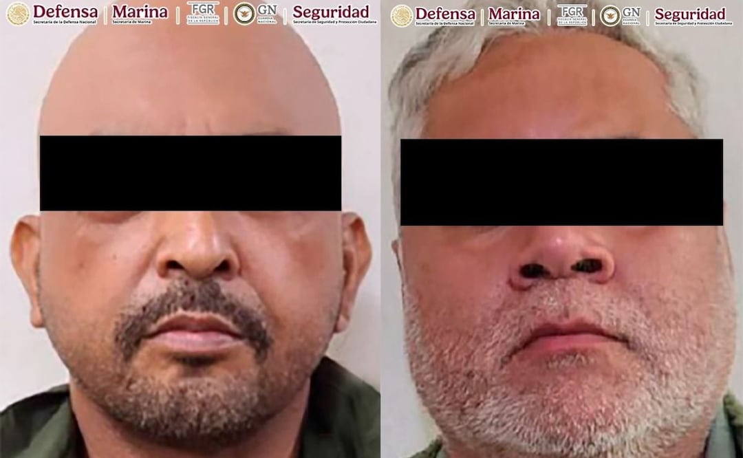 Víctor Ivo Pérez López de 47 años y a Luis Alberto Guzmán López de 49 años, forzaban a sus víctimas a dar cuotas periódicas a cambio de protección. Foto: gabinete de Seguridad