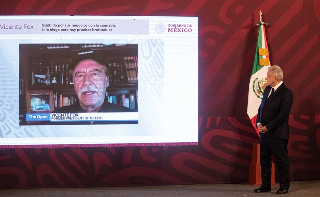 Exponen en la mañanera de AMLO negocios de Vicente Fox relacionados con la marihuana. Foto: Gabriel Pano / EL UNIVERSAL
