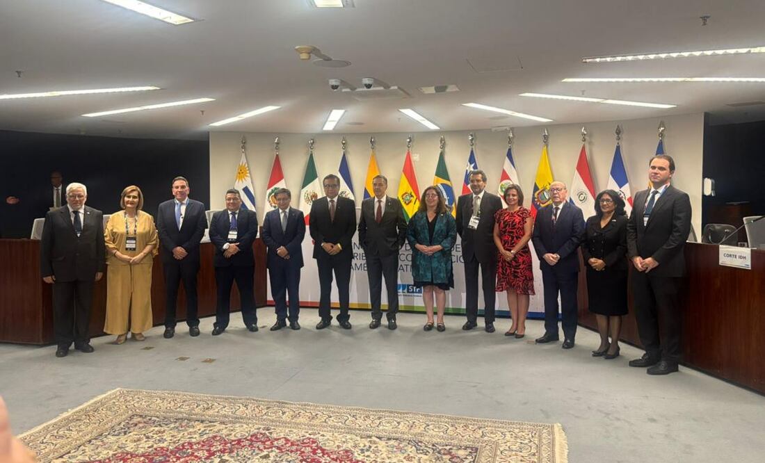El ministro Javier Laynez Potisek durante su participación en el primer día del Encuentro de Presidentes de Tribunales Constitucionales de América Latina. Foto: Especial