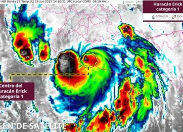 “Erick” se degrada a huracán categoría 1; mantiene desplazamiento hacia el noroeste a 19 km/h