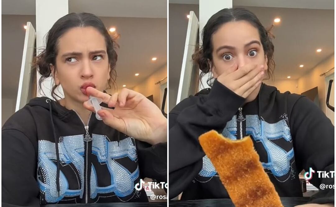 Rosalía reacciona a snacks de Japón. Foto: Capturas de TikTok @rosalia