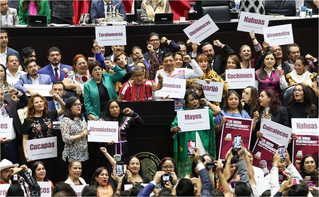Sesión en la Cámara de Diputados en la que se discute la reforma en materia de comunidades indígenas y afroamericanas este 18 de septiembre del 2024. Foto: Diego Simón/EL UNIVERSAL