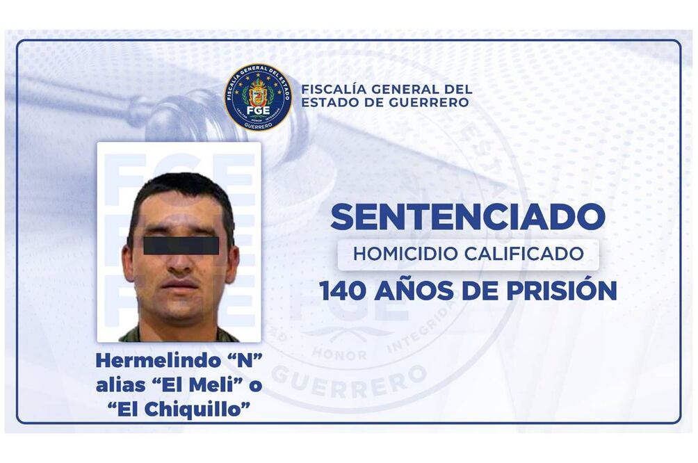 Dan 140 años de prisión a Hermelindo "N" por el homicidio de siete personas en Coyuca de Catalán. Foto: Especial