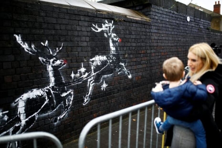 Banksy lleva Navidad y renos de Santa Claus a vagabundos