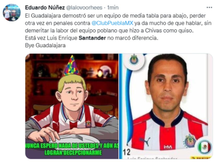 Los memes se burlan de Chivas y Luis Enrique Santander tras la victoria del Puebla