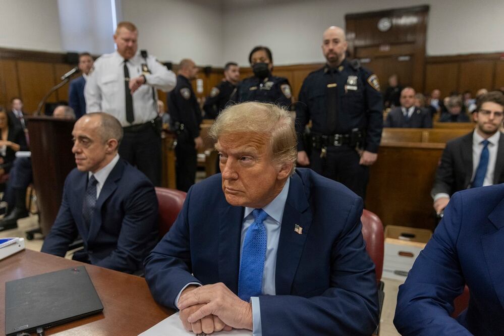 El expresidente estadounidense Donald Trump en su juicio penal en Nueva York. Foto: AP