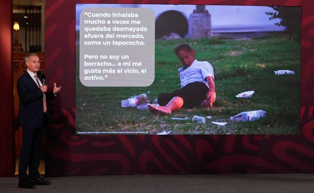 En la conferencia de prensa, López- Gatell Ramírez dio conocer los nombres coloquiales de los inhalantes entre los consumidores. Foto: Diego Simón Sánchez/ELUNIVERSAL