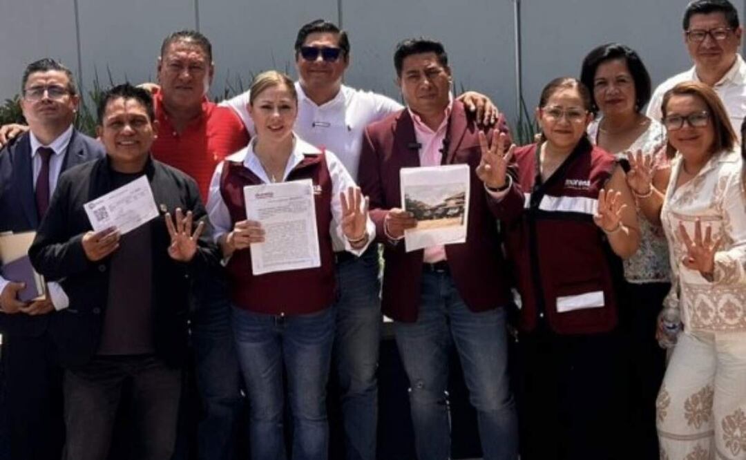 El Comité estatal de Morena presenta denuncia contra el exgobernador Diego Sinhue ante la Fiscalía de Guanajuato (10/07/2025). Foto: Especial