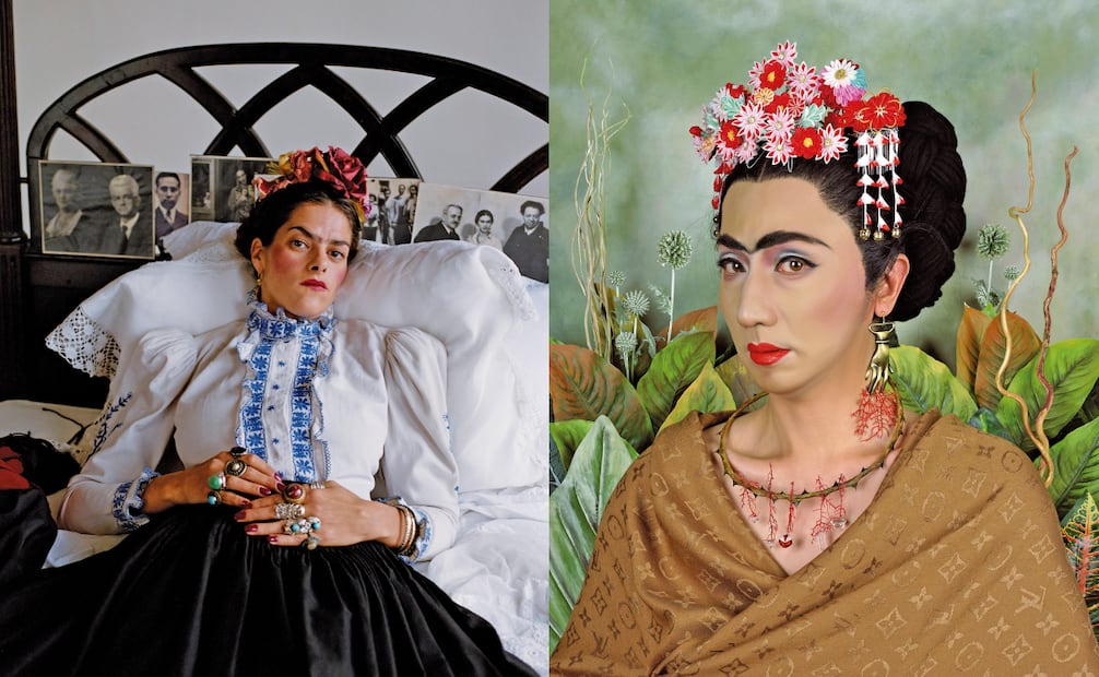 Artistas de distintas generaciones han creado obras que establecen conversaciones con la pintora y su vida. En imagen, obra de Mary McCartney y de Yasumasa Morimura. Fotos: MFAH