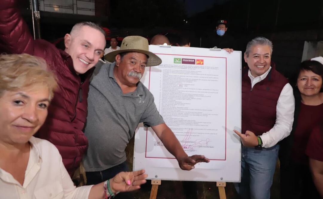 Gustavo Mendoza, candidato de Morena a la alcaldía Cuajimalpa y el abanderado del PVEM al Senado, Adrián Rubalcava. Foto: Especial