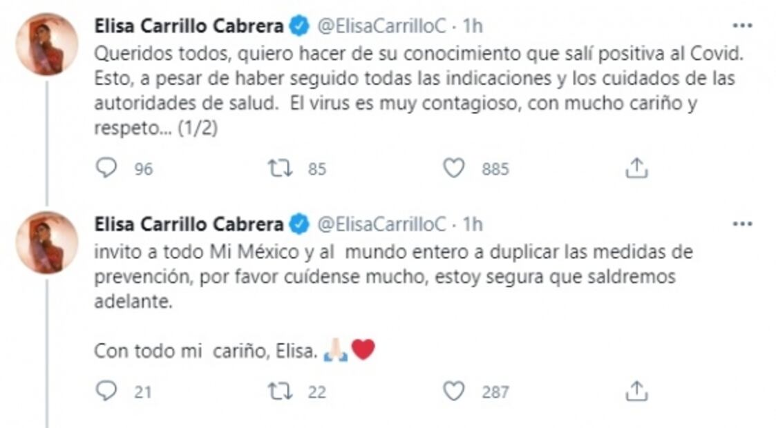 La bailarina Elisa Carrillo da positivo a Covid-19