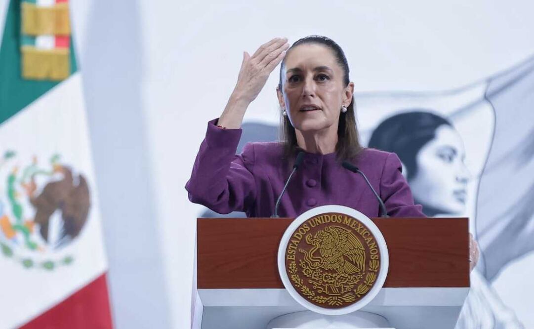 Claudia Sheinbaum, presidenta de México, durante la mañanera del 28 de abril del 2025 en Palacio Nacional. Foto: Fernanda Rojas / EL UNIVERSAL