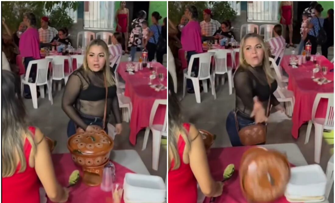 Mujer lanza cazuela al piso en una fiesta en Mazatlán y es apodada "Lady hambreada". Foto: TikTok