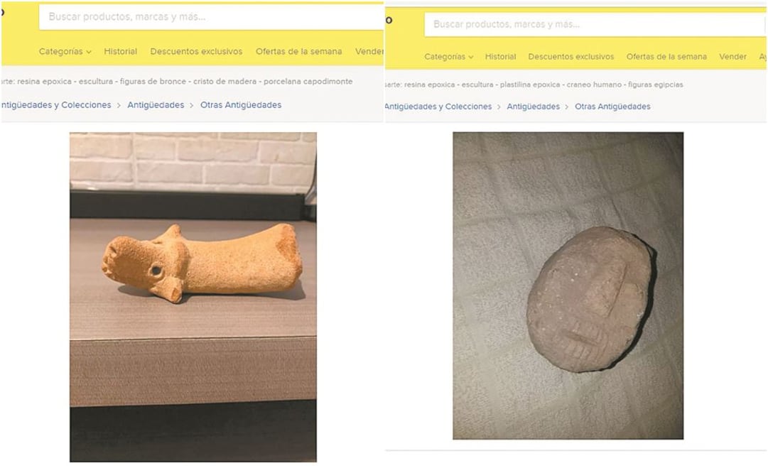 Sin restricción. A pesar de que está prohibido por la Ley Federal sobre Monumentos y Zonas Arqueológicas, docenas de restos arqueológicos se ofertan en páginas web y redes sociales.  