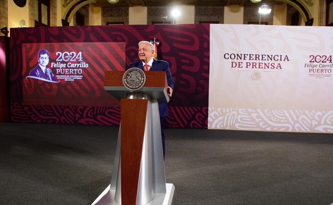 López Obrador en su mañanera del 15 de agosto. Foto: Presidencia
