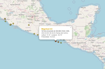 Reportan sismo en Oaxaca de 4.5 grados; epicentro fue en Salina Cruz 