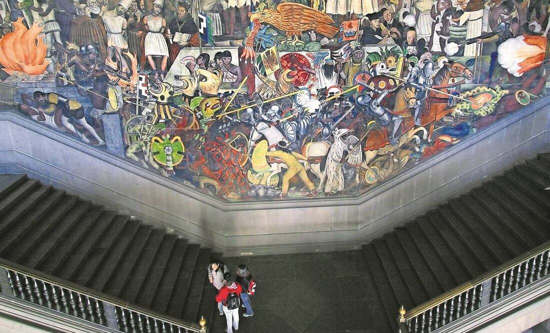 Las revoluciones de la historia de México fueron representadas en los muros de Palacio Nacional por el muralista Diego Rivera. Foto: Archivo/EL UNIVERSAL.