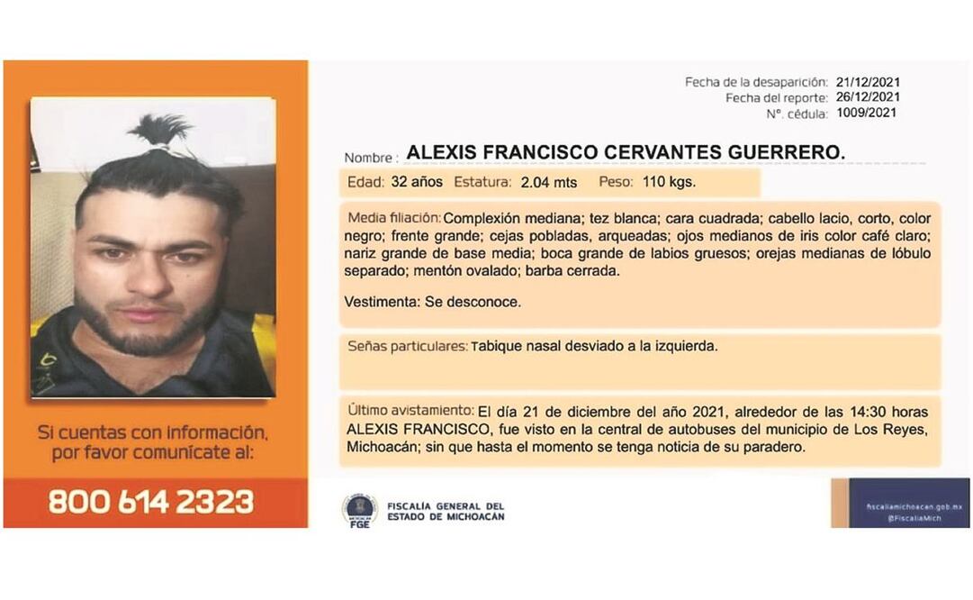 En el tramo Sahuayo-La Barca, en los límites de Jalisco y Michoacán, Alexis perdió comunicación. Foto: Fiscalía de Michoacán.