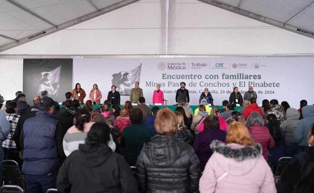 Claudia Sheinbaum se reúne con familiares de mineros atrapados en El Pinabete y Pasta de Conchos. Foto: X @Claudiashein