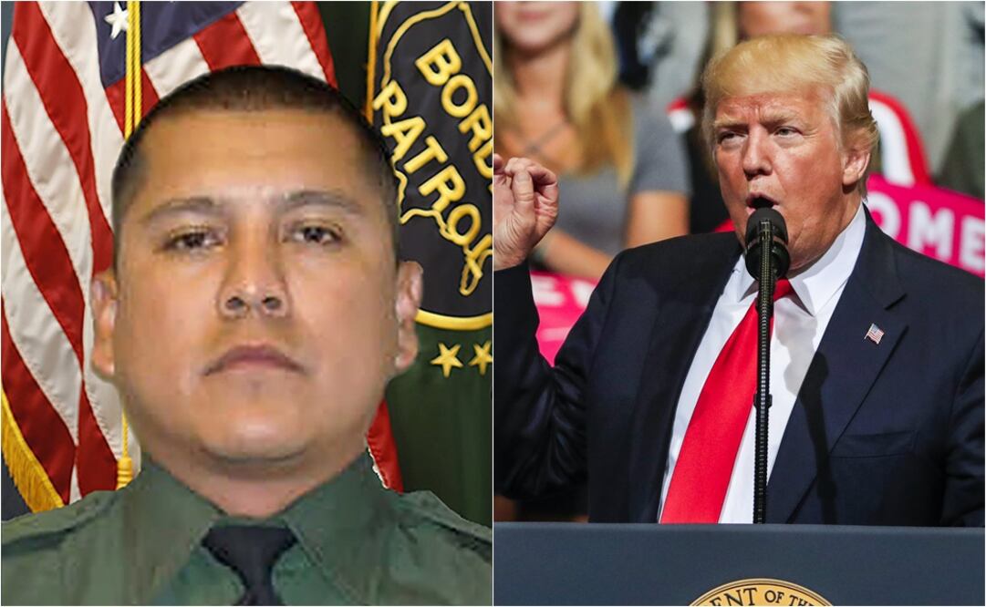 El agente Rogelio Martínez, de 36 años de edad; y el presidente de Estados Unidos, Donald Trump (Foto: Reuters)