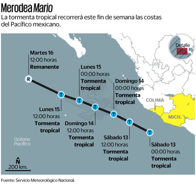 Merodea Mario. Fuente Servicio Meteorológico Nacional