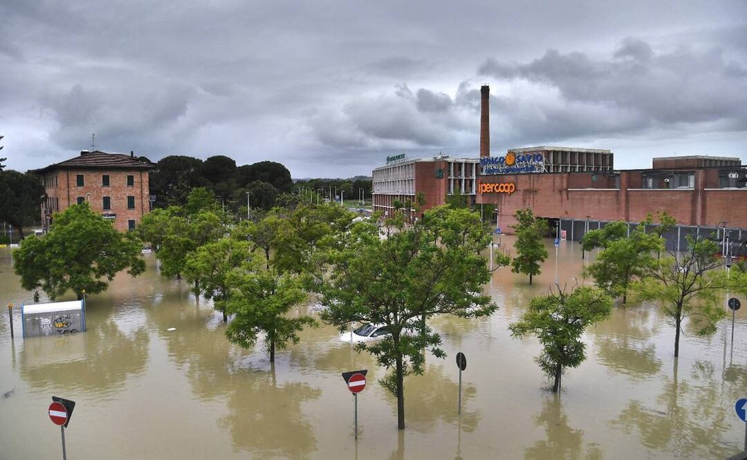 Zonas inundadas después de las fuertes lluvias que han causado grandes inundaciones en el centro de Italia. Foto: AFP
