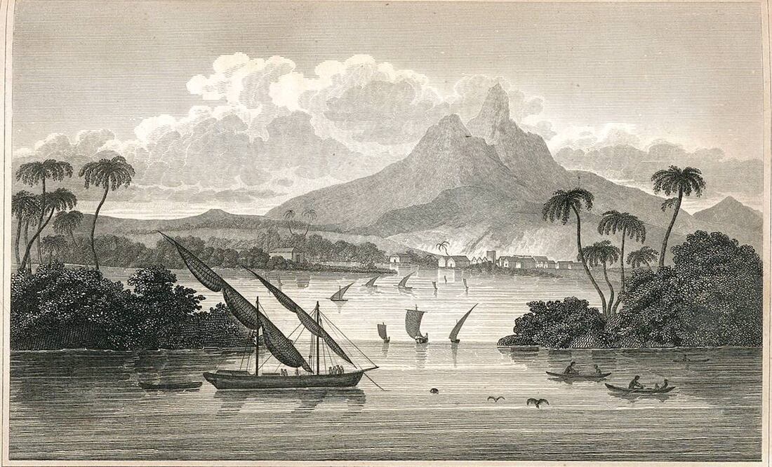 El engaño de MacGregor llegó tan lejos que incluso existen libros como el "Bosquejo de la Costa de Mosquito", que afirmaba retratar el puerto de Río Tinto en el presunto "Territorio de Poyais". Wikimedia Commons.