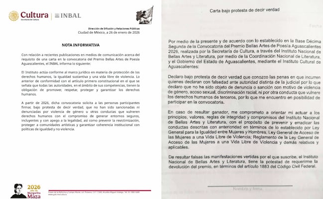 Ilegal, carta de “sanidad moral” que pide INBAL a concursantes