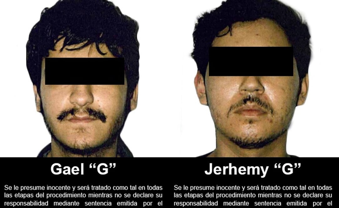 Jerhemy Álvaro González Sepúlveda y Gael González Espinoza, presuntos integrantes de la célula delictiva "Los Señores de Morelia", ligada al Cártel Jalisco Nueva Generación. Foto: Especial