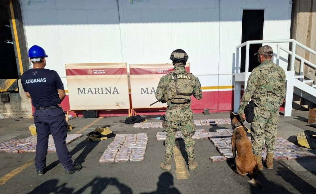 Semar asegura 300 kilos de cocaína en el puerto de Lázaro Cárdenas, Michoacán. Foto: Especial