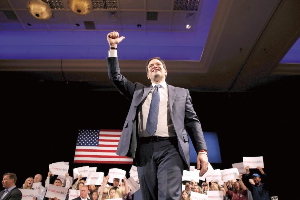 El candidato republicano a la presidencia de EU Marco Rubio, durante un acto de campaña en Reno, Nevada (CHRIS KEANE. REUTERS)
