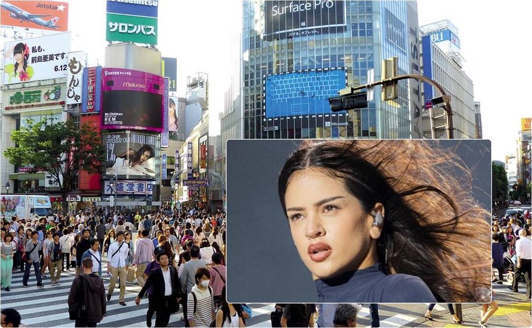 Rosalía grabó su  más reciente video en Tokio, Japón, y el escenario que eligió es uno de los cruces más emblemáticos del mundo. / Foto: Pixabay e Instagram Rosalía.
