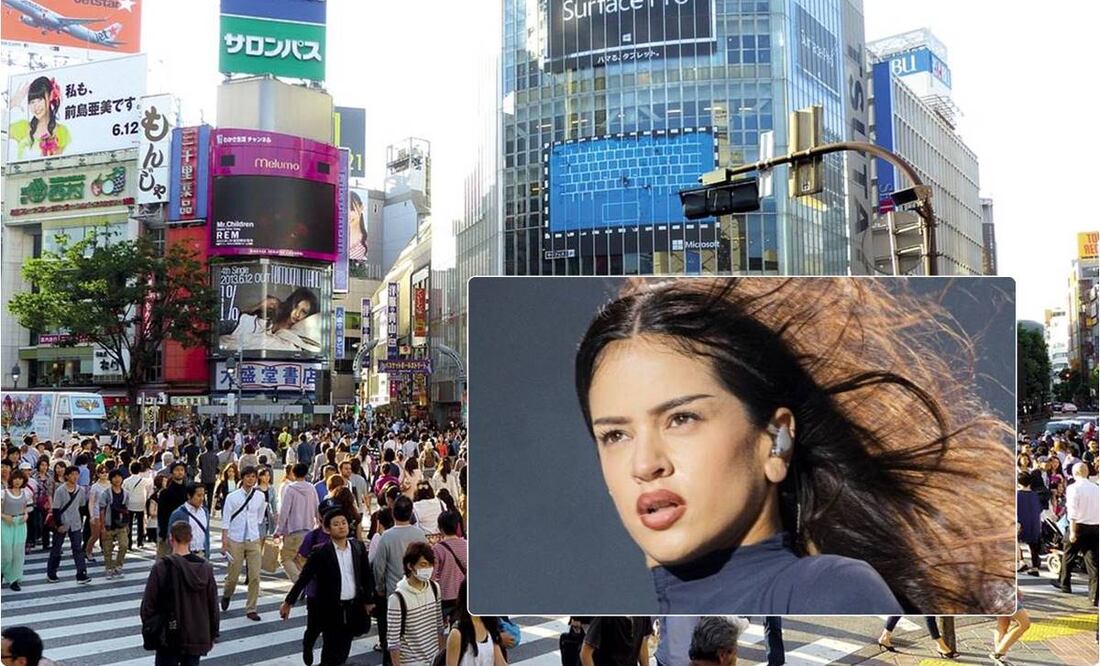 Rosalía grabó su más reciente video en Tokio, Japón, y el escenario que eligió es uno de los cruces más emblemáticos del mundo. / Foto: Pixabay e Instagram Rosalía.