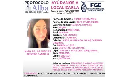 Localizan cuerpo de una mujer en Guasave; sería María de los Ángeles Quevedo, reportada como desaparecida hace 3 días