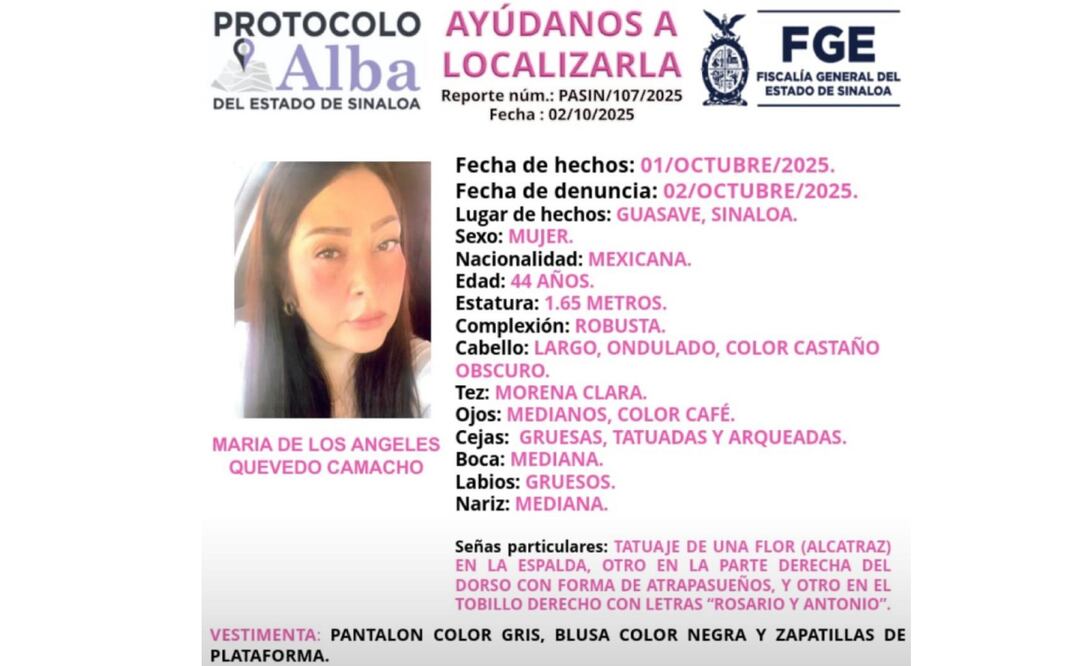 Localizan cuerpo de una mujer en Guasave, se cree que es María de los Ángeles reportada como desaparecida hace 3 dias
Foto: Especial.