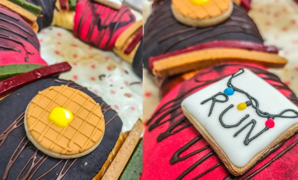 Detalles y elementos simbólicos de Stranger Things se fusionan en esta rosca de reyes. Foto: Instagram @rituuual