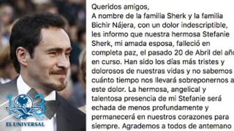 Demian Bichir confirma muerte de su esposa Stefanie Sherk